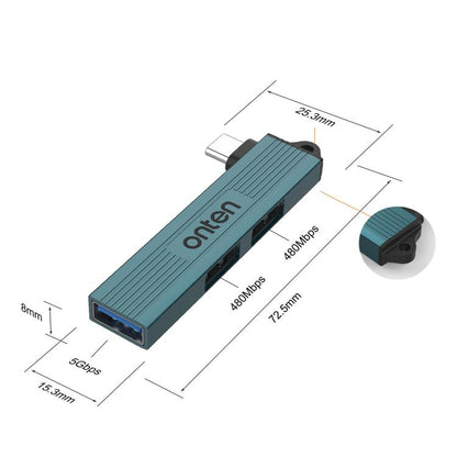 Onten UC51 3 in 1 Type-C to USB HUB, UC51