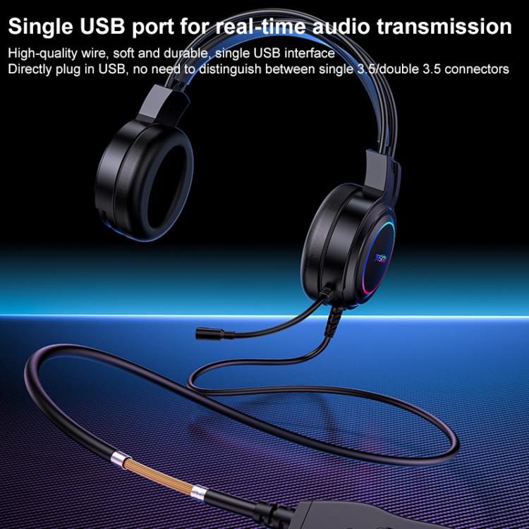 Yesido EK05 USB Wired RGB Light Gaming Headset with Mic, Cable length: 1.2m, EK05