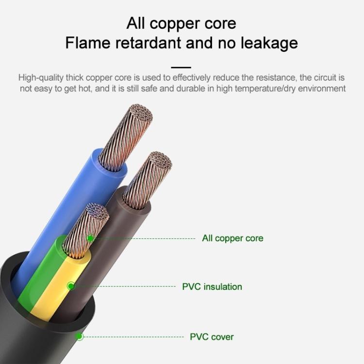 EU Plug Computer PC Power Cord 3 Pin Cable 0.5 Square, 1.8m x 0.5