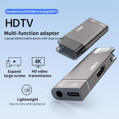 USB-C / Type-C to HDTV, 3.5mm, PD 100W 3 in 1 Multi-function Converter Docking Station, Type-C to HDTV+3.5mm+PD