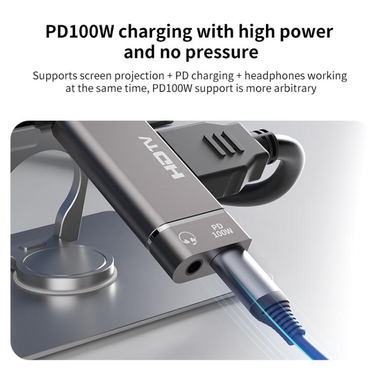 USB-C / Type-C to HDTV, 3.5mm, PD 100W 3 in 1 Multi-function Converter Docking Station, Type-C to HDTV+3.5mm+PD