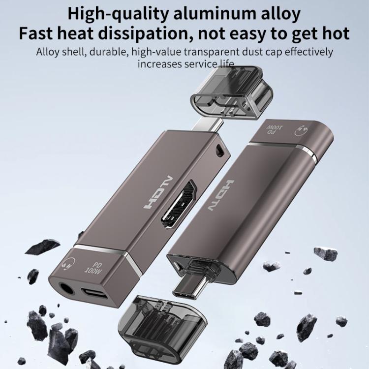 USB-C / Type-C to HDTV, 3.5mm, PD 100W 3 in 1 Multi-function Converter Docking Station, Type-C to HDTV+3.5mm+PD