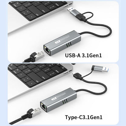 USB-C / Type-C and USB3.0 to RJ45 5G Gigabit Wired Ethernet Network Adapter, USB-C / Type-C and USB3.0 to RJ45 Adapter