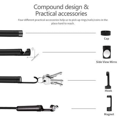 8mm 1080P IP68 Waterproof 4.3 inch Screen Dual Camera Digital Endoscope, 5m, 2m