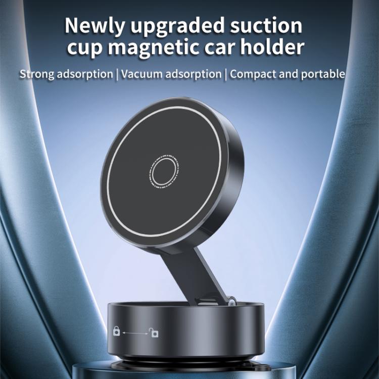 Q12 Foldable Vacuum MagSafe Magnetic Suction Cup Phone Holder, Q12(Black)