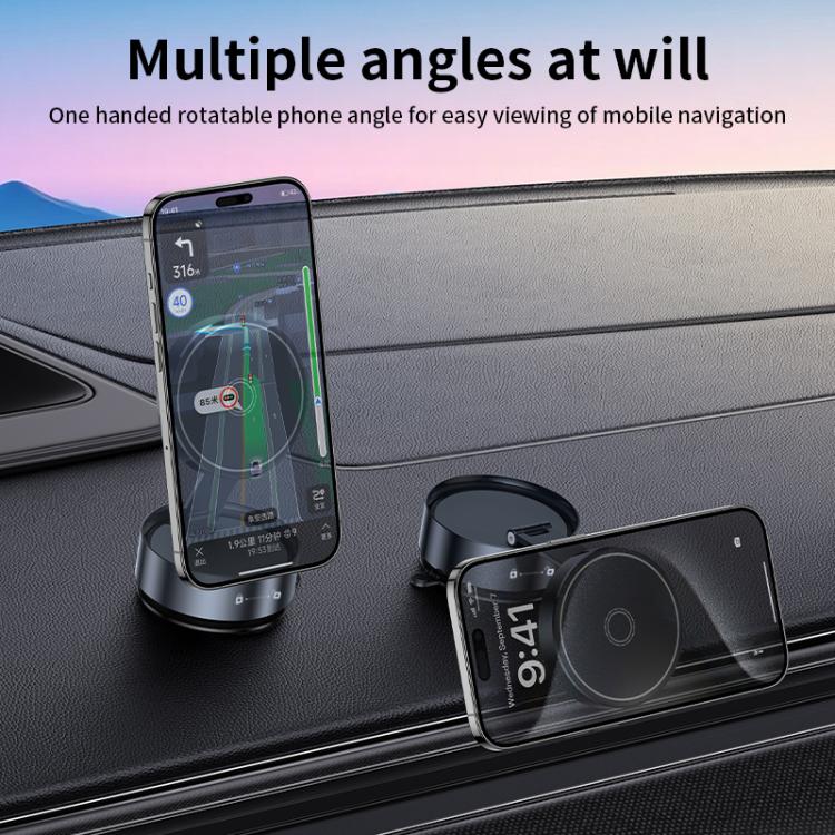Q12 Foldable Vacuum MagSafe Magnetic Suction Cup Phone Holder, Q12(Black)