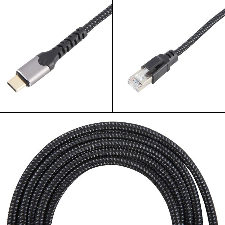 2m RJ45 to USB-C / Type-C High Speed Network Card Ethernet Cable, Type-C