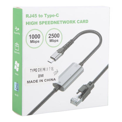 2m RJ45 to USB-C / Type-C High Speed Network Card Ethernet Cable, Type-C