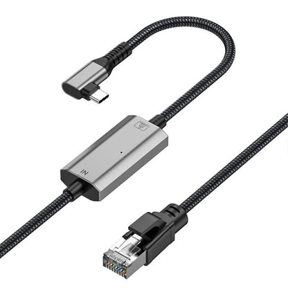 2m RJ45 to USB-C / Type-C Side Bend High Speed Network Card Ethernet Cable, Type-C Side Bend