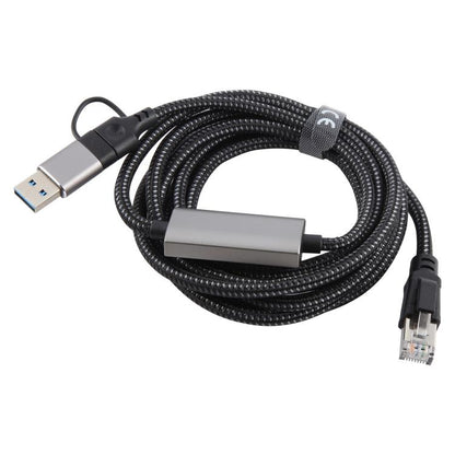 2m RJ45 to USB-C / Type-C Side Bend High Speed Network Card Ethernet Cable, Type-C Side Bend