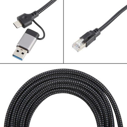 2m RJ45 to USB-C / Type-C Side Bend High Speed Network Card Ethernet Cable, Type-C Side Bend