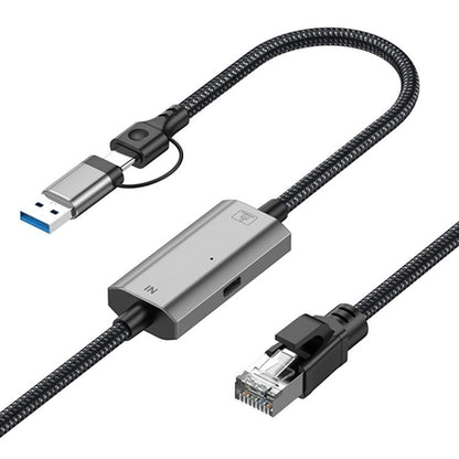 2m RJ45 to Type-C / USB 2-in-1 High Speed Network Card Ethernet Cable, Type-C / USB 2-in-1