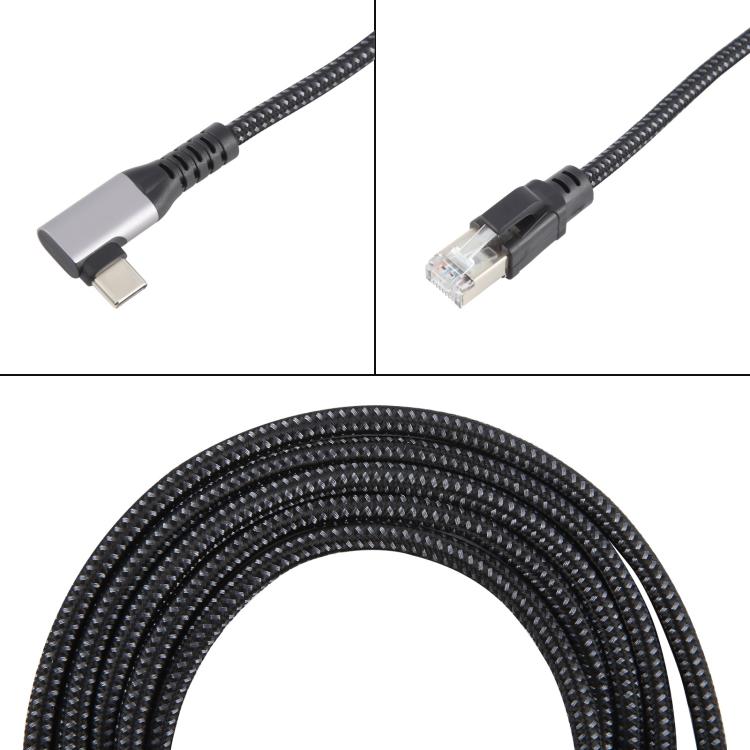 2m RJ45 to Type-C / USB 2-in-1 High Speed Network Card Ethernet Cable, Type-C / USB 2-in-1