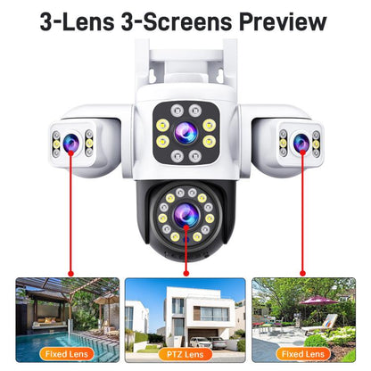 2MP HD 360 Degree Panorama 3 Lens IP66 Waterproof Wireless WiFi Camera, 15 Days Memory Card, 30 Days Memory Card