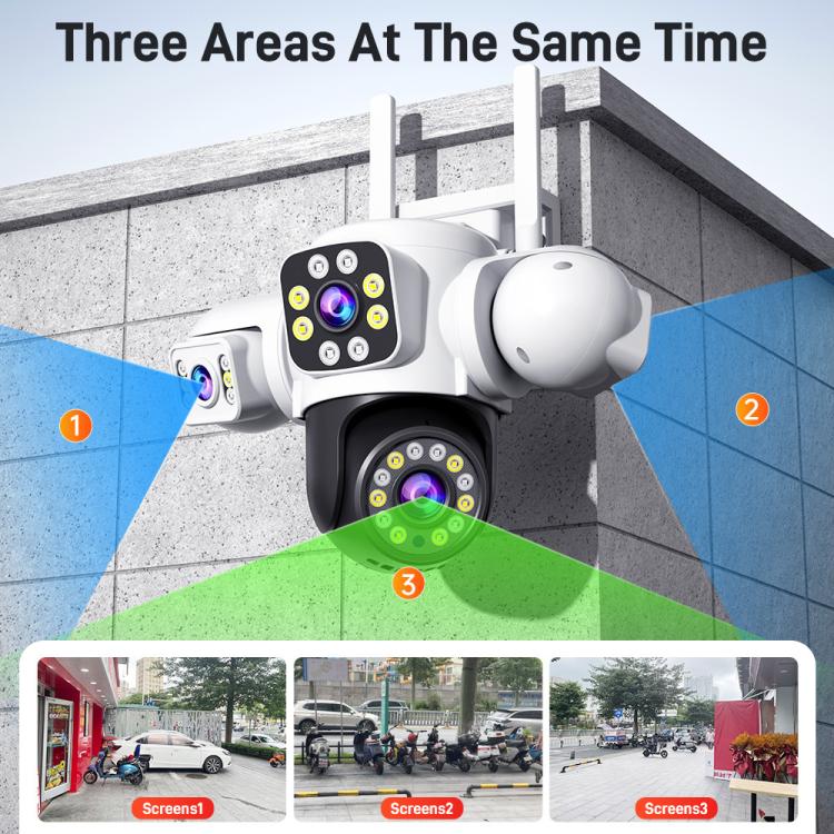 2MP HD 360 Degree Panorama 3 Lens IP66 Waterproof Wireless WiFi Camera, 15 Days Memory Card, 30 Days Memory Card