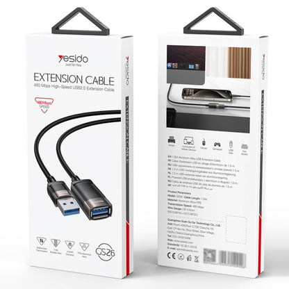 Yesido GS26 480Mbps High Speed USB2.0 Extension Cable, Length: 1.5m, GS26