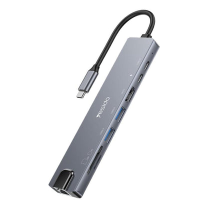 Yesido HB27 8 in 1 Type-C 3.1 Multifunctional HUB Adapter Docking Station, HB27