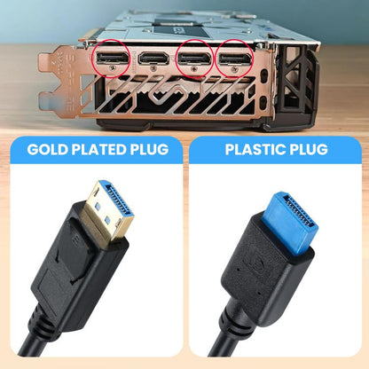 DisplayPort 8K DP1.4 Male to Male Connection Cable for Device Testing, 0.3m, 1m