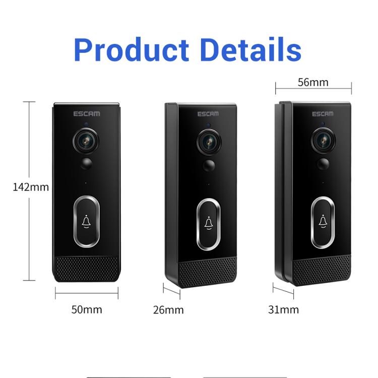 ESCAM V5 TUYA 1080P Intelligent Two-Way Voice Night Vision Wireless Doorbell, V5