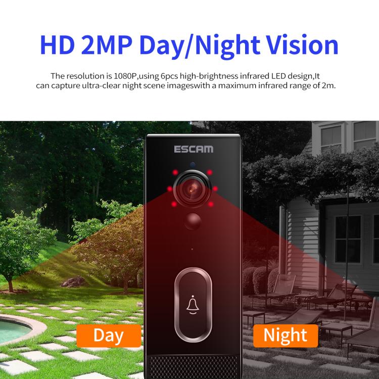 ESCAM V5 TUYA 1080P Intelligent Two-Way Voice Night Vision Wireless Doorbell, V5