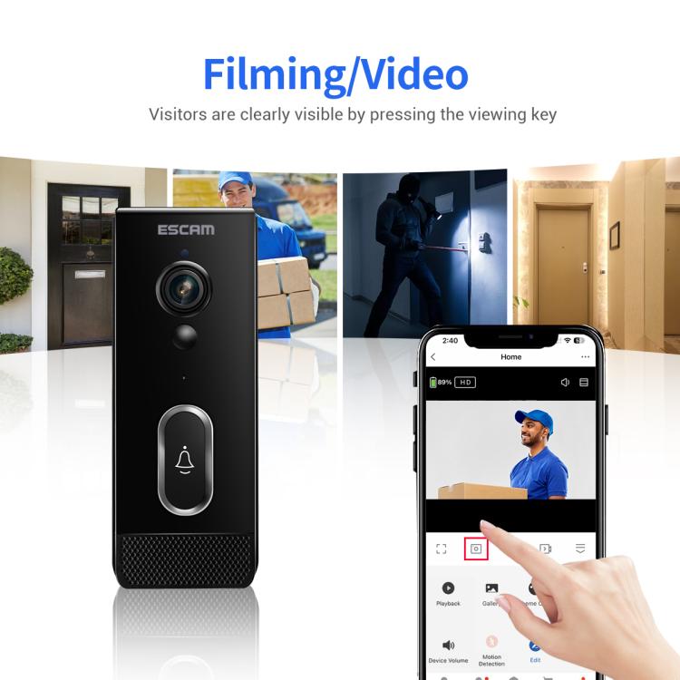 ESCAM V5 TUYA 1080P Intelligent Two-Way Voice Night Vision Wireless Doorbell, V5
