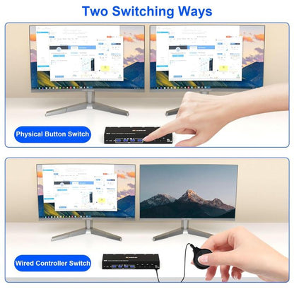 KC-KVM402DP 8K 30Hz 4 Input 2 Output DP / USB3.0 Dual Monitor KVM Switch, US Plug, EU Plug, UK Plug, AU Plug