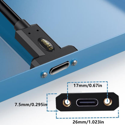 240W Type-C Male Elbow to Type-C Female Screw Fixed Panel Extension Cable with Ear, 0.3m, 0.6m, 1m, 1.8m