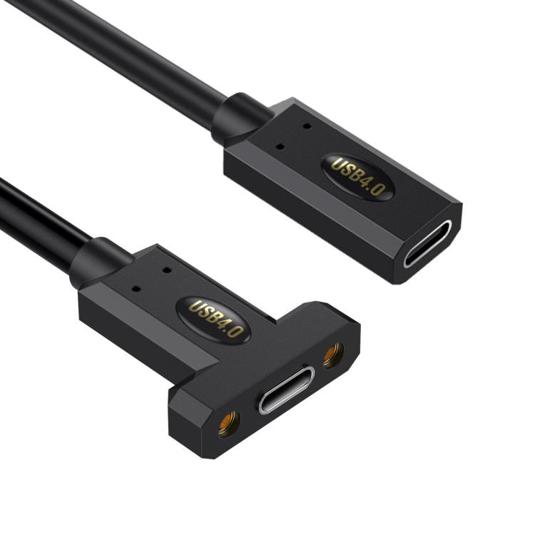 USB4 Type-C Female to Type-C Female Ear Screw Fixed Panel Extension Cable, 0.3m, 0.6m, 1m, 1.8m