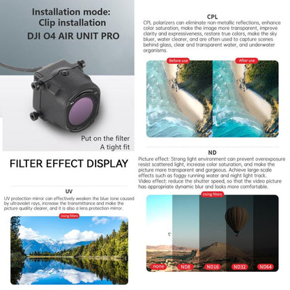 For DJI O4 Air Unit Pro / Avata 2 JSR YB Series Camera Lens Filter, MCUV, CPL, ND8, ND16, ND32, ND64, ND256, ND8PL, ND16PL, ND32PL, ND64PL, NIGHT, STAR, MCUV x 2, MCUV x 3, 3 in 1 CPL ND8/16, 4 in 1 ND, 4 in 1 NDPL, 6 in 1 ND8-64 UV CPL