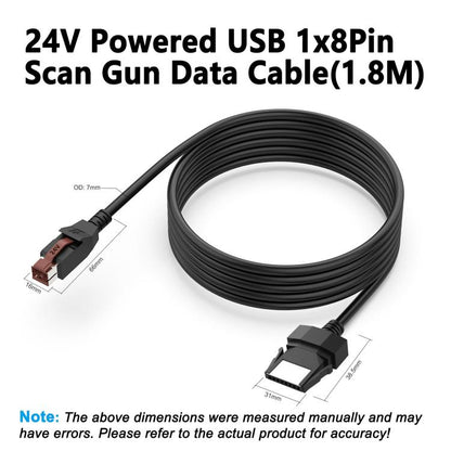 24V Powered USB to 8 Pin Stecker Data Cable for Printers POS Systems, 1.8m