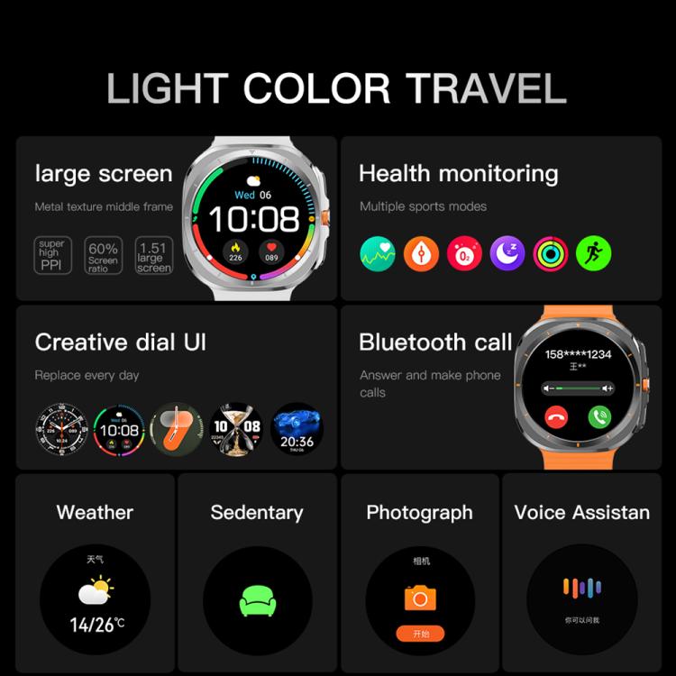 X7 1.51 inch IPS Screen Bluetooth Smart Watch Supports Healthy Monitoring