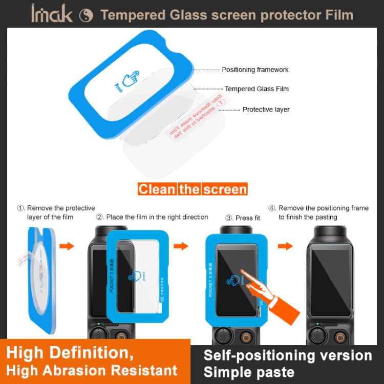 imak Tempered Glass Film with Camera Lens Film, Self-positioning Version, For DJI Osmo Pocket 4, For DJI Osmo Action 6, For DJI Osmo Action 5 Pro, For DJI Osmo Pocket 3, For DJI Osmo Action 4