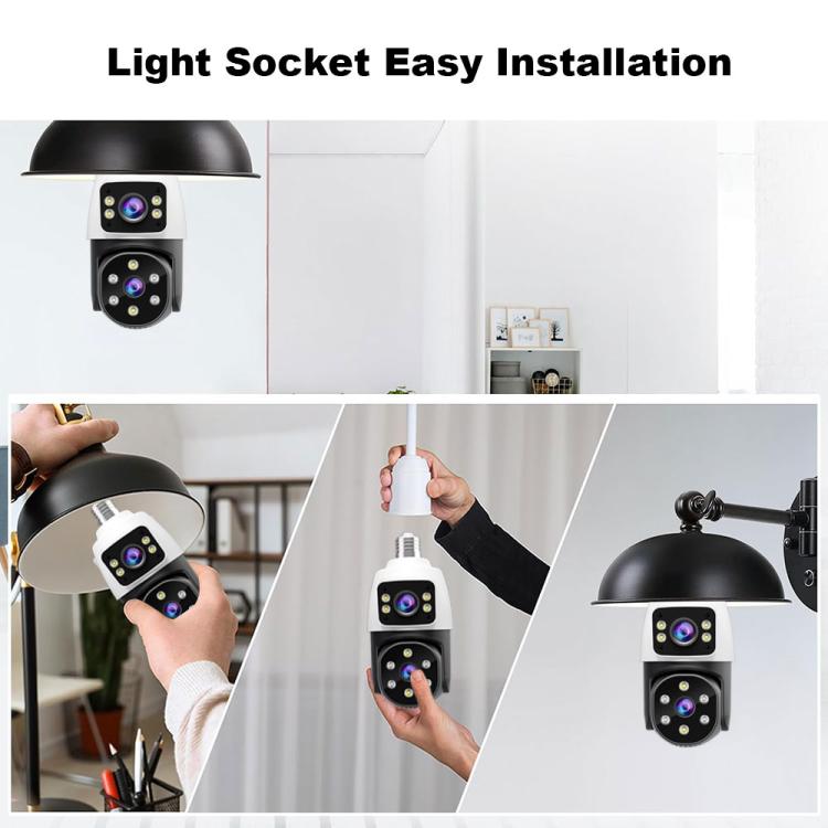 SriHome SH068 E27 4MP HD Dual Lens Light Bulb Camera Outdoor IP66 Waterproof, SH068
