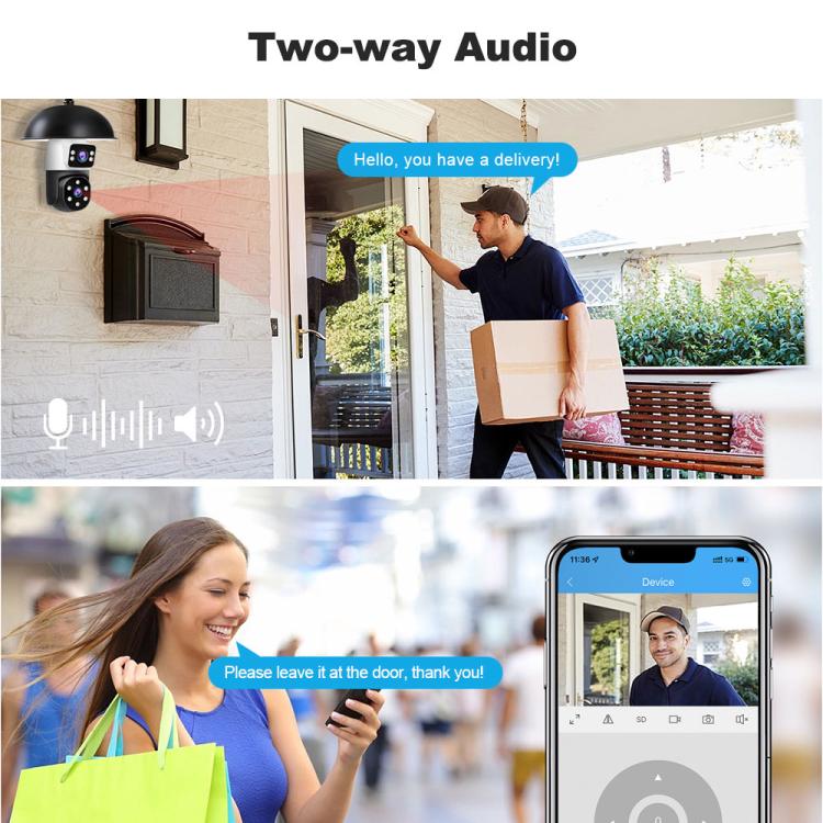 SriHome SH068 E27 4MP HD Dual Lens Light Bulb Camera Outdoor IP66 Waterproof, SH068