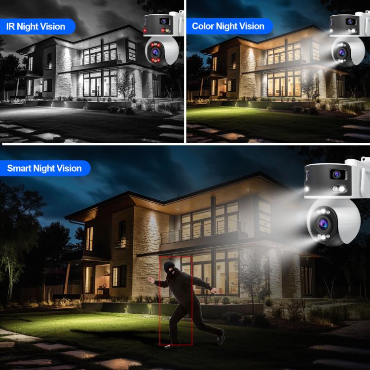 SriHome SH055 8MP HD Multi-lens 5X Optical Zoom Lens Panoramic PTZ Dome Camera, SH055