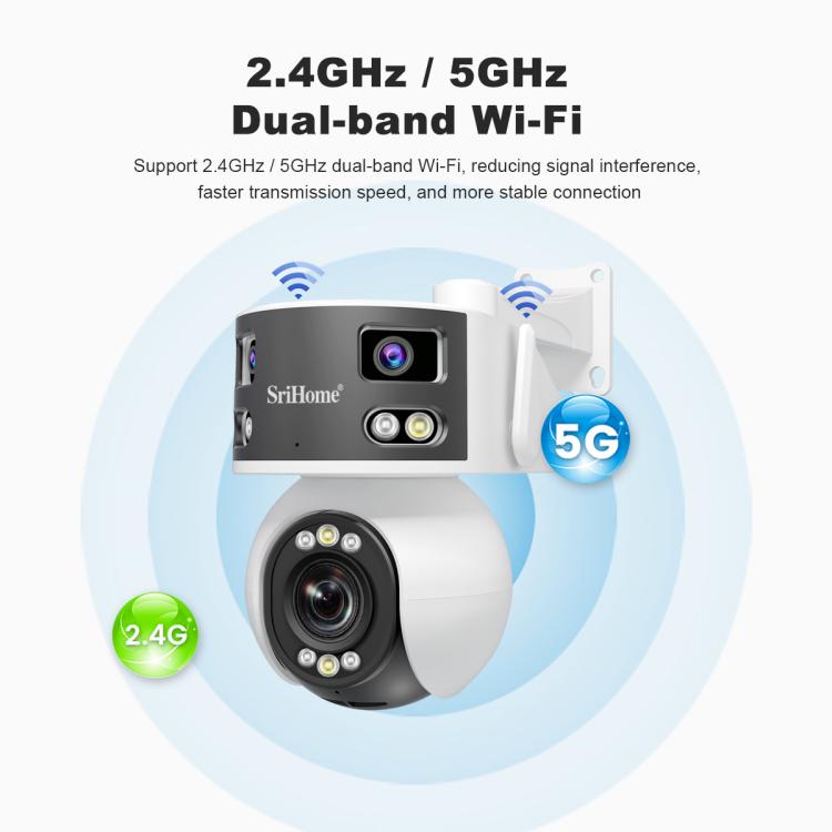 SriHome SH055 8MP HD Multi-lens 5X Optical Zoom Lens Panoramic PTZ Dome Camera, SH055