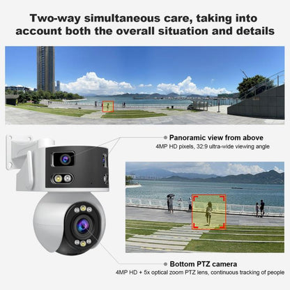 SriHome SH055 8MP HD Multi-lens 5X Optical Zoom Lens Panoramic PTZ Dome Camera, SH055