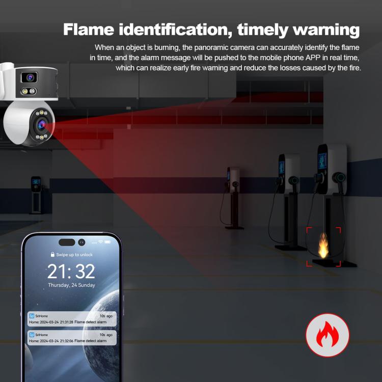 SriHome SH055 8MP HD Multi-lens 5X Optical Zoom Lens Panoramic PTZ Dome Camera, SH055