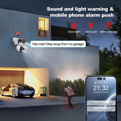 SriHome SH055 8MP HD Multi-lens 5X Optical Zoom Lens Panoramic PTZ Dome Camera, SH055