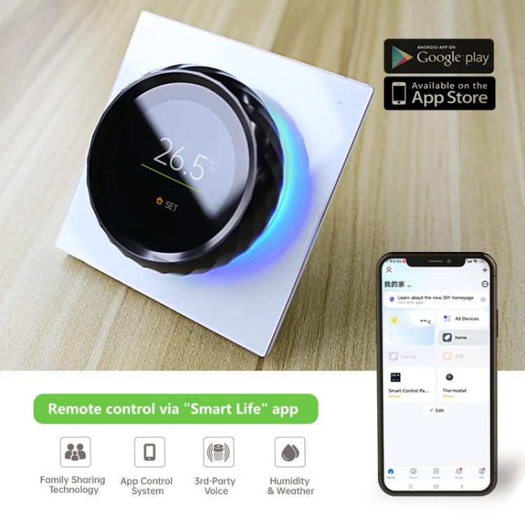 1.6 inch TFT Color Screen WiFi Smart hreaded Knob Thermostat, BHT-2007-P16-GALW Water Heating, BHT-2007-P16-GBLW Electric Heating, BHT-2007-P16-GCLW Boiler Heating
