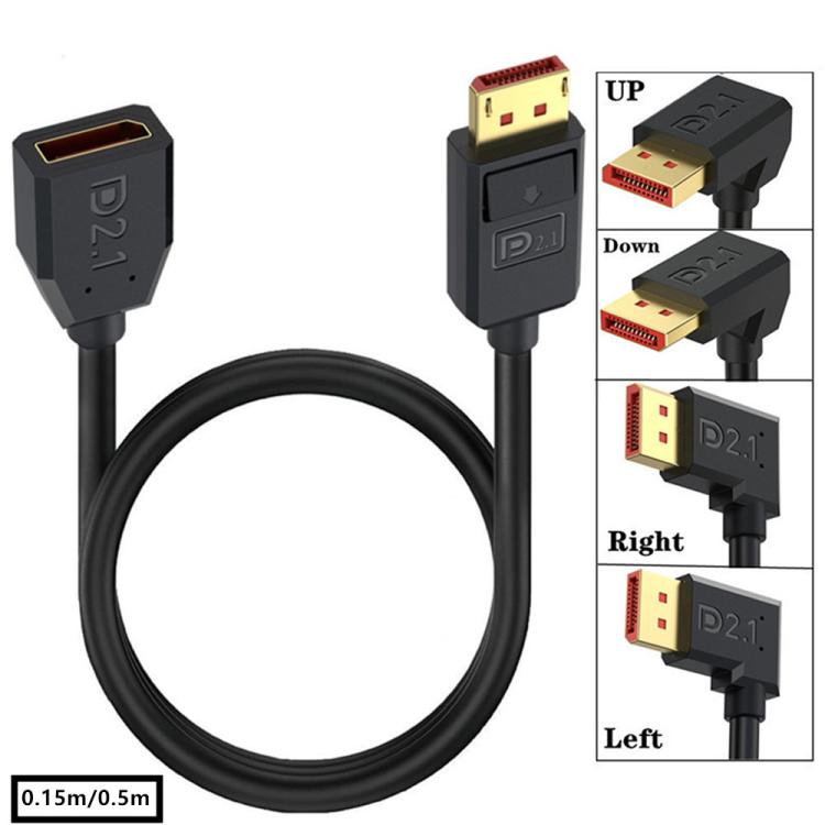 52Gbps 16K 30Hz DisplayPort Extension Adapter Cable, Length: 15cm, DP2.1 Male to DP2.1 Female Straight, DP2.1 Male to DP2.1 Female Upper Elbow, DP2.1 Male to DP2.1 Female Down Elbow, DP2.1 Male to DP2.1 Female Left Elbow...