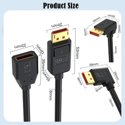 52Gbps 16K 30Hz DisplayPort Extension Adapter Cable, Length: 50cm, DP2.1 to DP2.1 Straight, DP2.1 to DP2.1 Upper Elbow, DP2.1 to DP2.1 Down Elbow, DP2.1 to DP2.1 Left Elbow, DP2.1 to DP2.1 Right Elbow