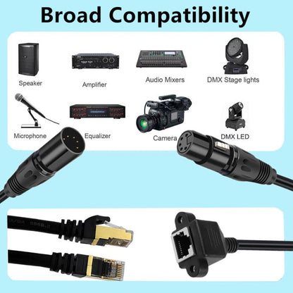 XLR 5 Pin Male to RJ45 Female Audio Cable, Length: 30cm, Male to RJ45 Female
