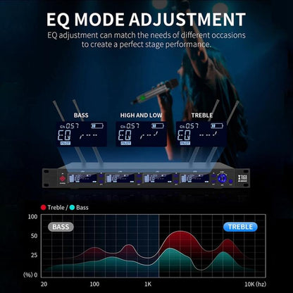 XTUGA M6604S-H Diversity Wireless Microphone System 4 Channel UHF Handheld Microphone, M6604S-H