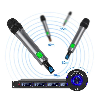 XTUGA M6604S-H Diversity Wireless Microphone System 4 Channel UHF Handheld Microphone, M6604S-H