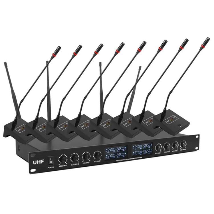 YT8 Wireless 8 Channel UHF Handheld Microphone for Stage Show, 8 Short Microphones, 8 Gooseneck Microphones, 8 Handheld Microphones, 8 BodyPacks