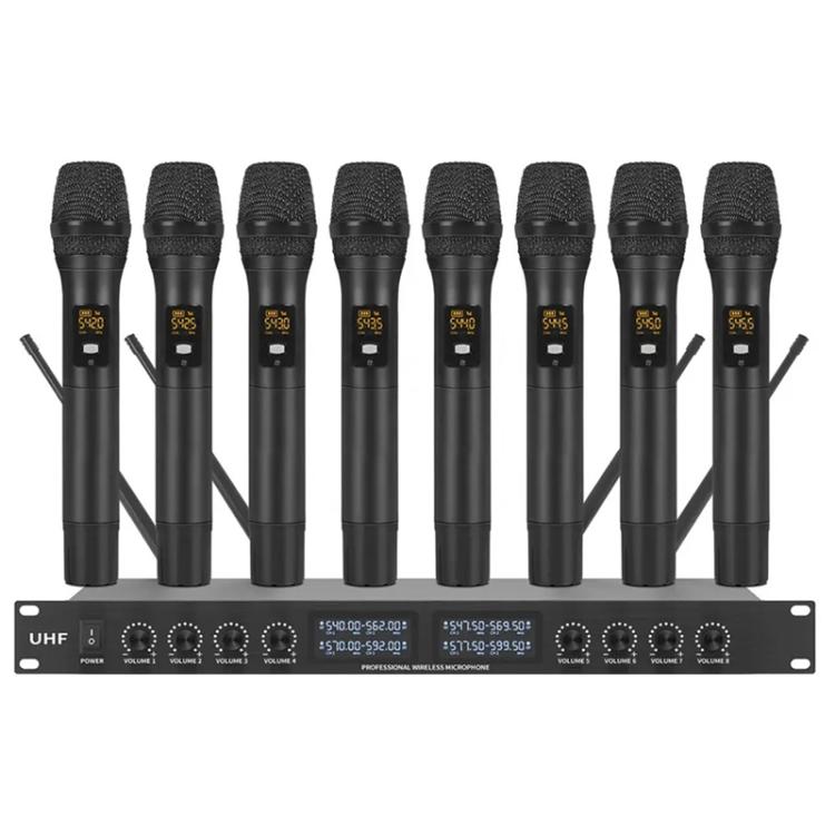YT8 Wireless 8 Channel UHF Handheld Microphone for Stage Show, 8 Short Microphones, 8 Gooseneck Microphones, 8 Handheld Microphones, 8 BodyPacks