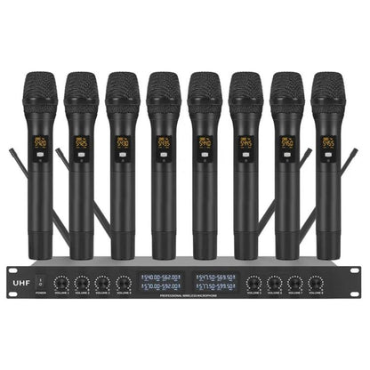YT8 Wireless 8 Channel UHF Handheld Microphone for Stage Show, 8 Short Microphones, 8 Gooseneck Microphones, 8 Handheld Microphones, 8 BodyPacks