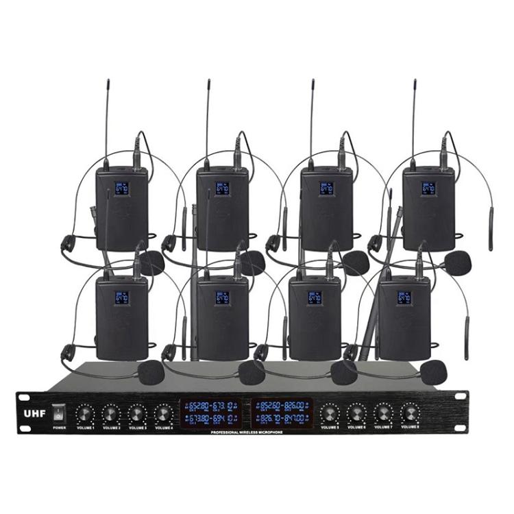 YT8 Wireless 8 Channel UHF Handheld Microphone for Stage Show, 8 Short Microphones, 8 Gooseneck Microphones, 8 Handheld Microphones, 8 BodyPacks