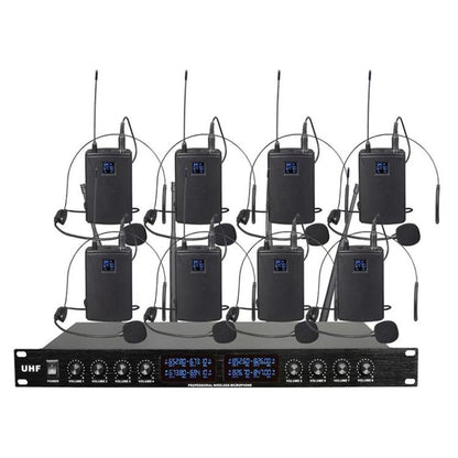 YT8 Wireless 8 Channel UHF Handheld Microphone for Stage Show, 8 Short Microphones, 8 Gooseneck Microphones, 8 Handheld Microphones, 8 BodyPacks